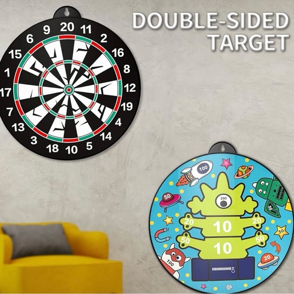 NIB Bennol 14 PCS Double-sided Magnetic Dart Board For Kids - Picture 8 of 12